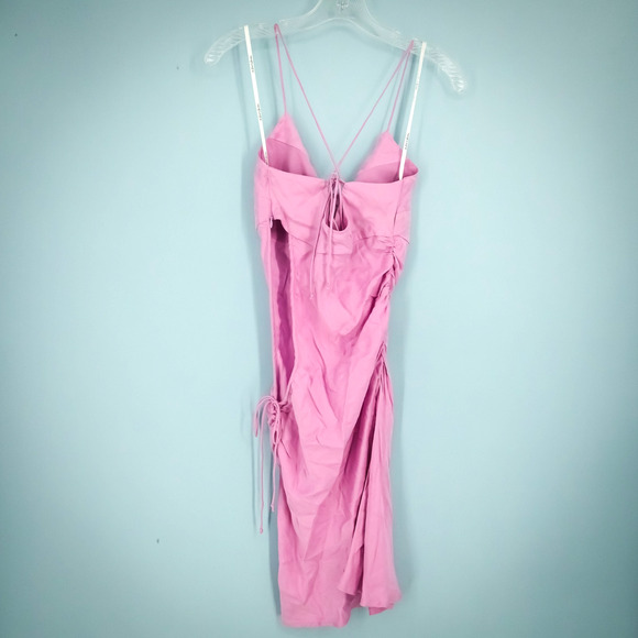For Love & Lemons Size Small S Kyra Pink Strappy Cut Out Mini Cupro Dress NEW - Picture 4 of 8